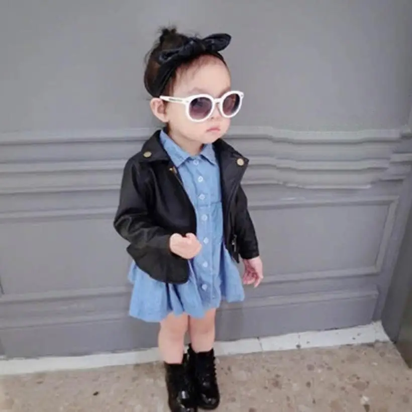 2017 Autumn winter Child Kid Baby Fashion Infant Leather Jacket Zipper