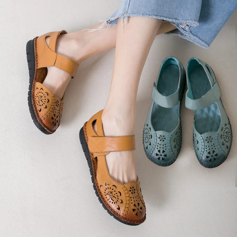 

AARDIMI Retro 100% Genuine Leather Women Sandals Summer Flat Shoes Woman Gladiator Sandals Women 5 Colors Sandalias Mujer