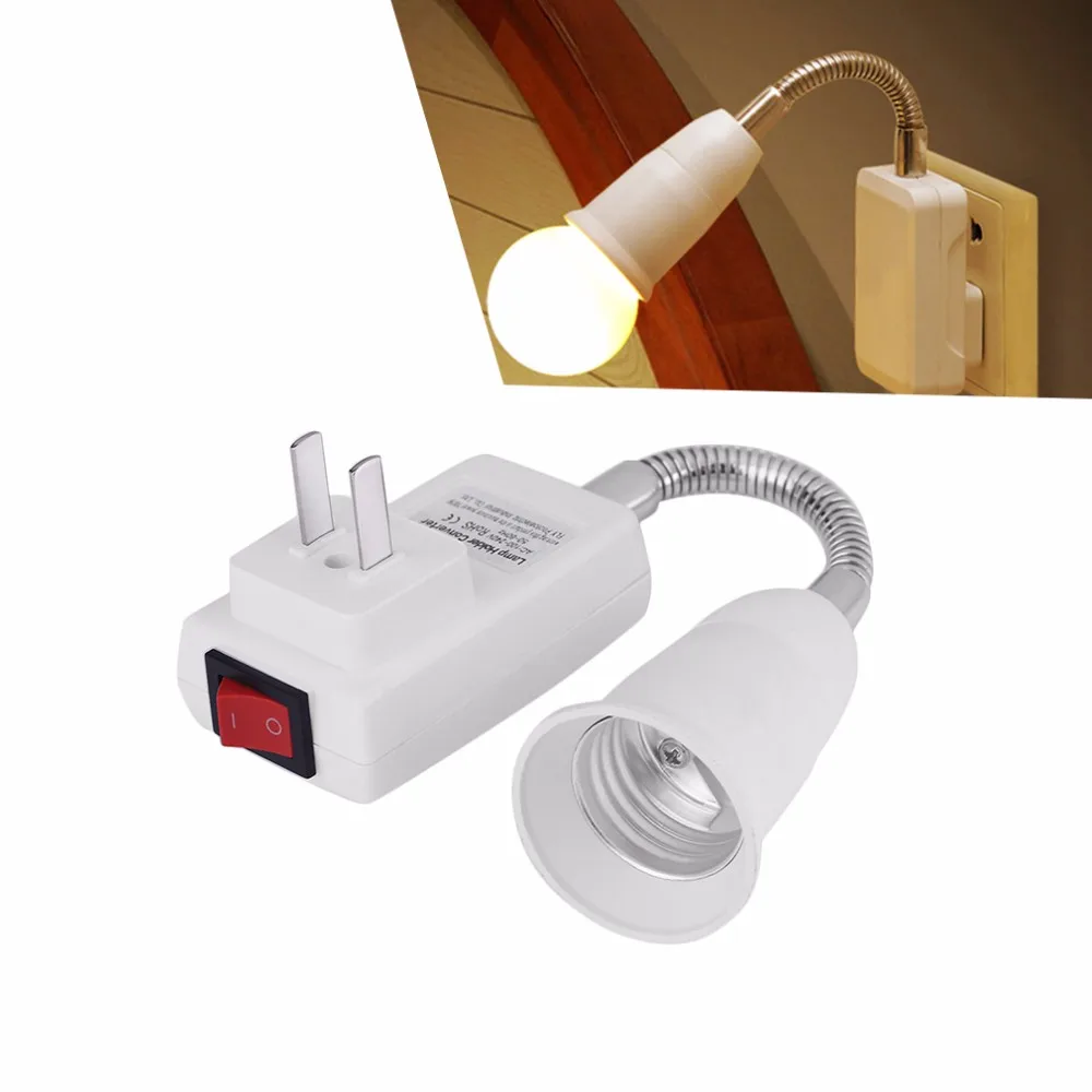 Практичный E27 лампы адаптер конвертер гибкий удлинитель держатель светодиодный свет лампы база с розеткой на переключатель