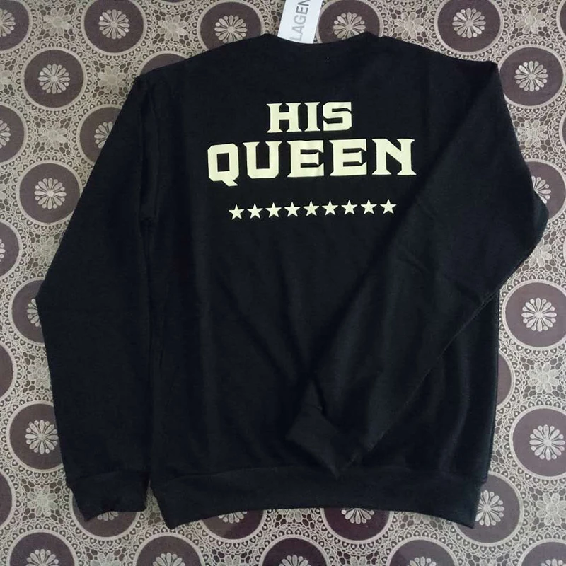 Распродажа хлопковые Толстовки NCLAGEN с надписью King Queen пары для мужчин и женщин