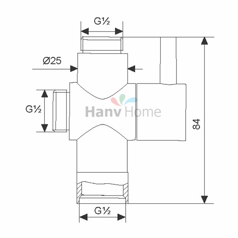  AODEYI 1/2'' PVD-Ti Golden Shower Water Separator Brass Valve Core Gold T-Adapter For Toilet Bidet 