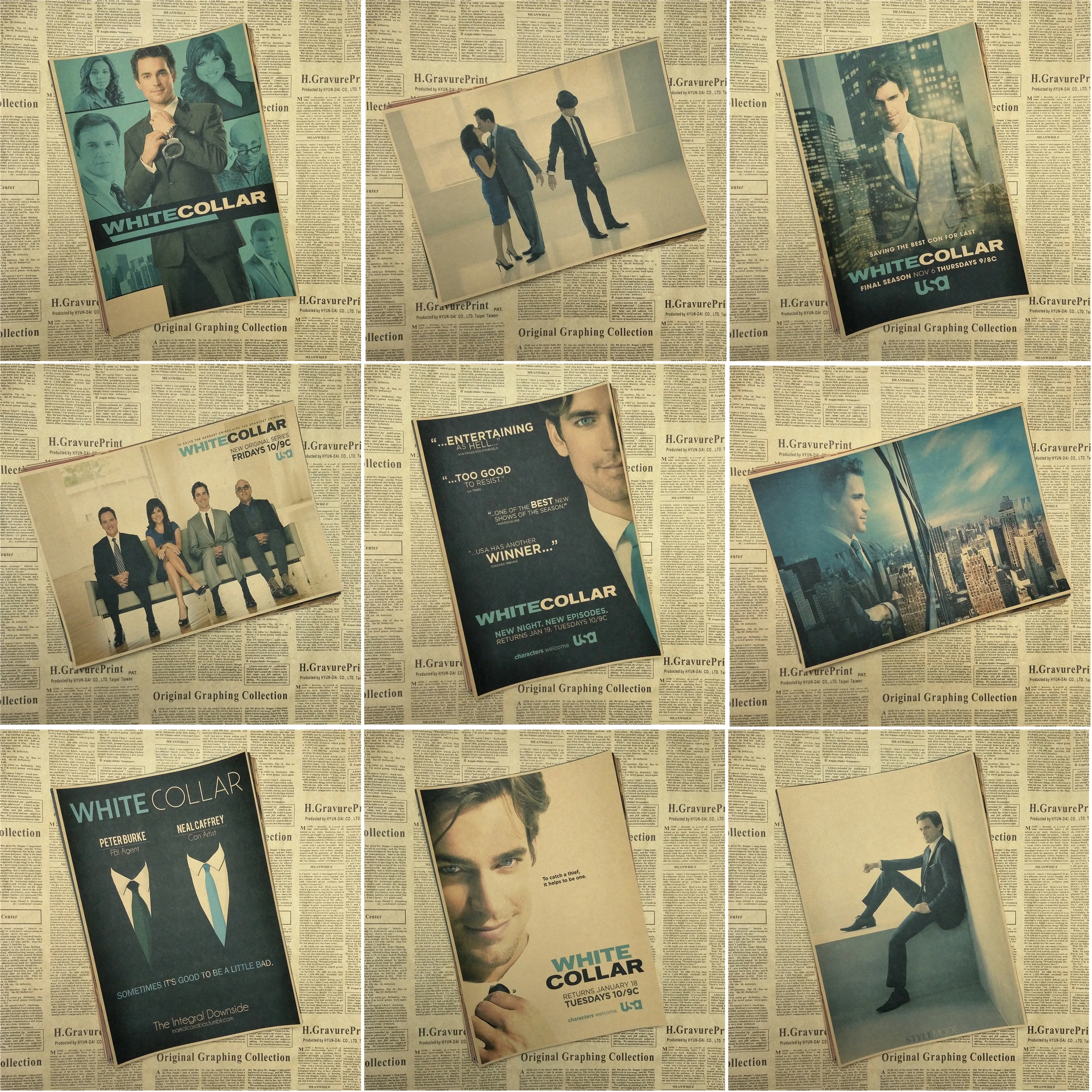 White Collar Classic Movie core Kraft Paper Poster Bar Cafe Living Room Dining room Wall Decorative Paintings | Дом и сад