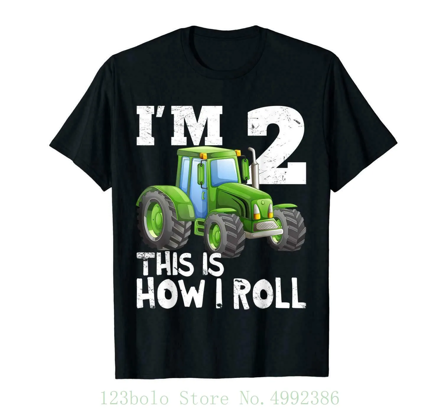 

Kids Farm Tractor 2nd Birthday Party Shirt Two Years Old Round Collar Short Sleeve Tee Shirts