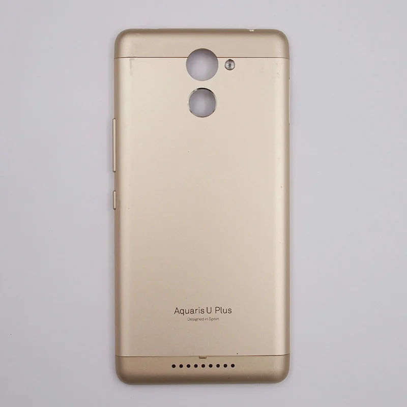 Для BQ Aquaris U Plus крышка батареи задняя крышка Корпус чехол с кнопками громкости питания - Цвет: Золотой