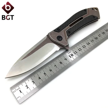 

0801 D2 Tactical Folding Knife Hunting Outdoor Multi Tools Combat Survival Pocket Knives Steel + Carbon Fiber Handle Bearing