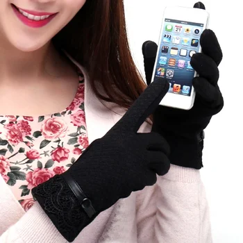 

Winter Female Gloves Solid Elegant Gloves Fashion Sports Gloves Warm Plus Cashmere Thick Gloves Cashmere