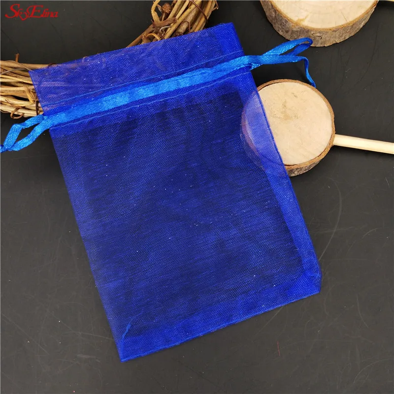 Royal blue Мешочки для украшений из органзы сумки складные прямоугольные белые тканевые Сумки для подарков свадебные сувениры и подарки большие мешочки из органзы 100 шт 6Z - Цвет: Royal blue