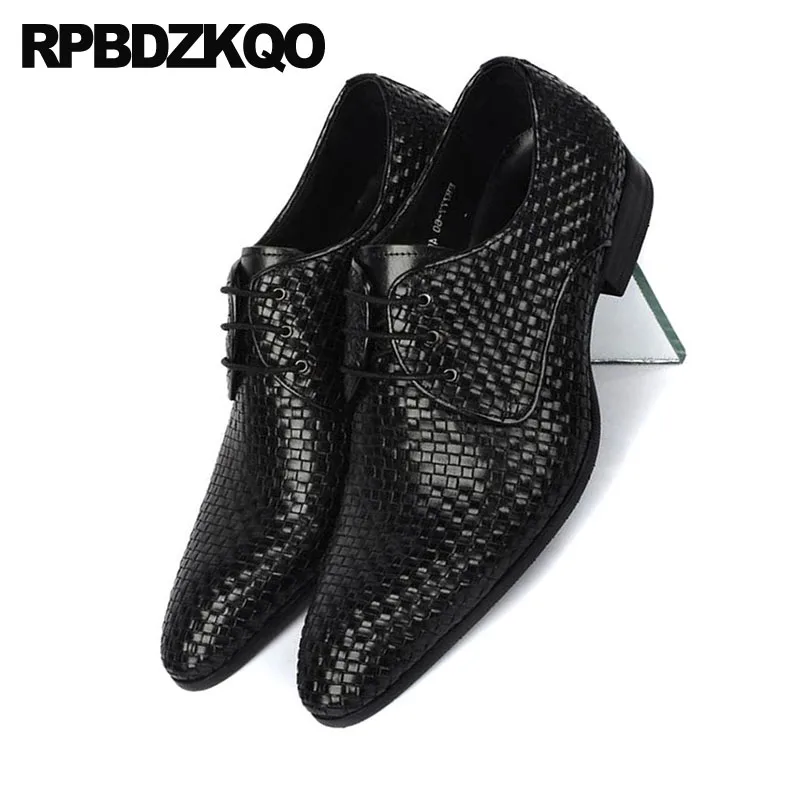 La Italien Italie Taille Rouge Oxfords Noir Européenne Robe Plus Chaussures Tissé Formelle Tressé Noir Bourgogne En Pointu Cuir Véritable Hommes vin Bout pqITq