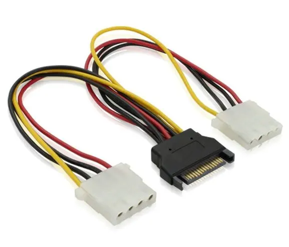 Высококачественный Y образный кабель разветвитель Sata типа папа от 15pin до двух