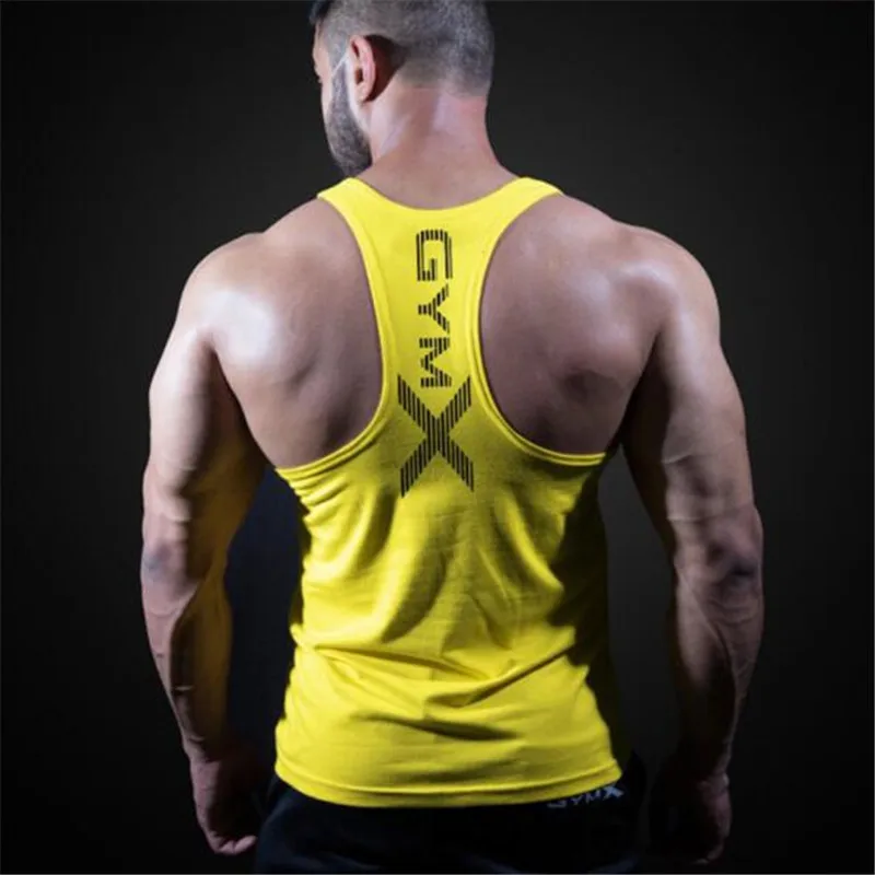 Модный бренд для мужчин s Бодибилдинг безрукавки для женщин мужчин дышащая хлопок спортзалы фитнесс костюмы тренажерные - Цвет: Yellow