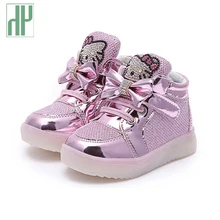 Girls shoes baby Hook Loop led light shoes kids light up glowing sneakers toddler Girls princess party school children shoes