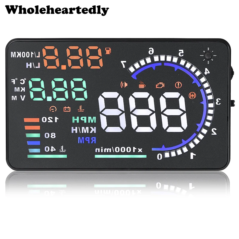 

Newest 5.5" Car HUD Head Up Display A8 Car Alarm System OBD2 EUOBD Interface Overspeed Warning Automobile Windshield Projector