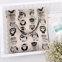 Yile вручную хлопок лен эко многоразовая сумка для покупок с короткими ручками Сумка для переноски черные совы L258 Новинка