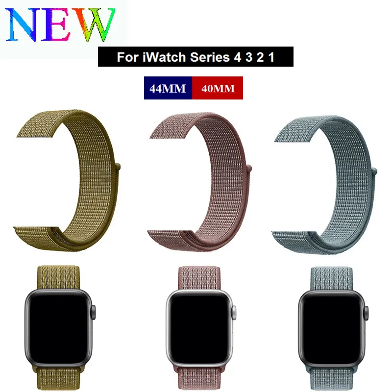 

New Color Olive Flak Nylon Sport Loop For Apple Watch Band 44MM 38MM Bracelet Nylon Apple Watch 4 3 Sport Replacement for iWatch