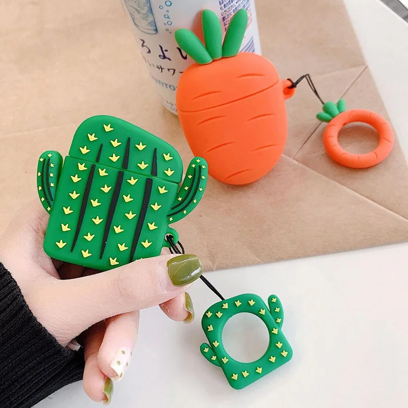 Cute Cactus Silicone Bluetooth Wireless Earphone Case For AirPods Protective Cover Skin Accessory For Apple Airpods Charging Box