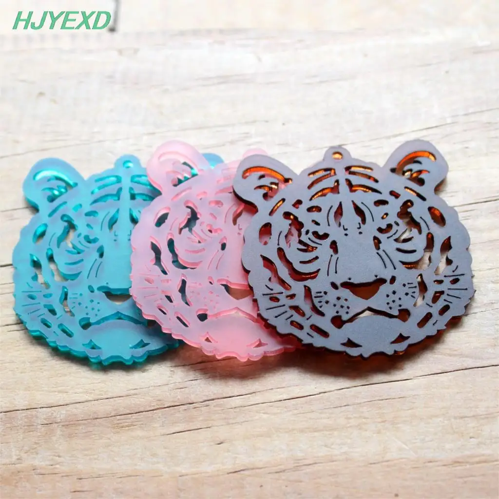 

50mm Acrylic Tiger Earrings Mixed Earrings Black White Pink/ Mint Yellow Dark Purple/Matt/Mirror /Glitter Tiger 2" -AC1277KO