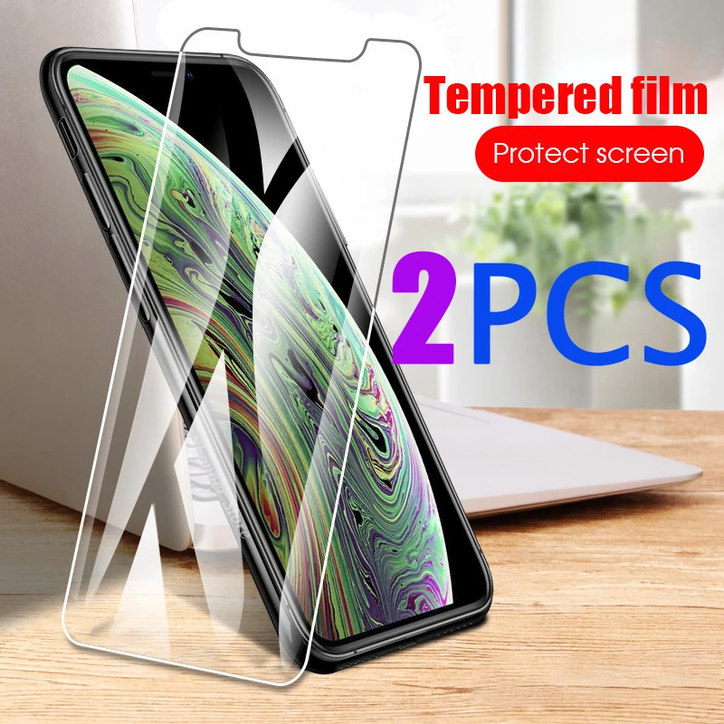 

2 Pcs Tempered Glass For iPhone XS Max XR XS X 6 6S 7 8 Plus Screen Protector Glass Cover For iPhone 7 8 6S Plus Protective Film