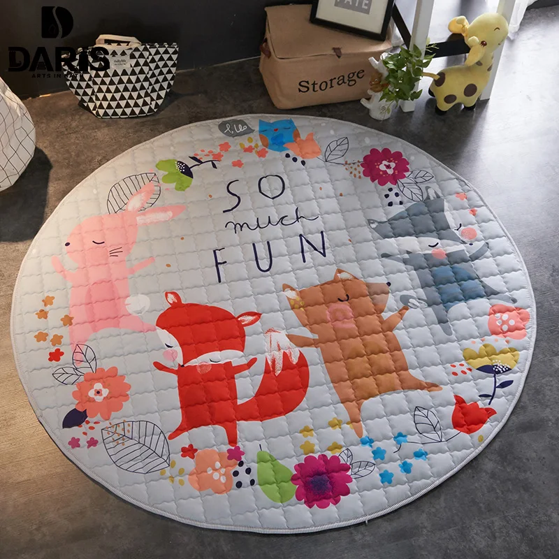 Acheter SDARISB salon 150cm rond enfants jouet sac de rangement Portable dessin animé panier de rangement pour jouet bébé jouant plancher couverture tapis
