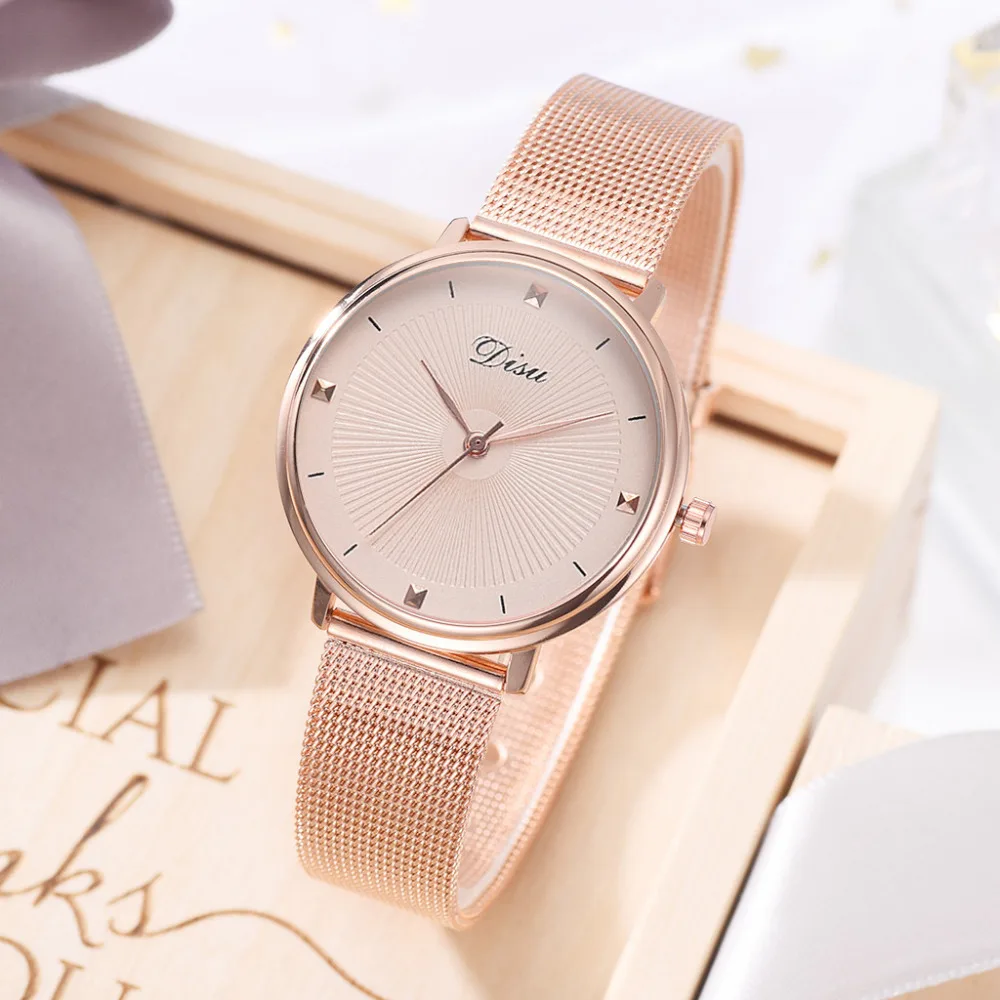 

Fashion Trend The Color Mesh With Pin BuckleDoes Ladies Watch Mesh With Pin Buckle Low-key Women Watches Gold Reloj Mujer New *A