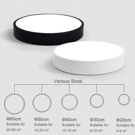 

Modern Contracted LED Round White / Black Edge Metal Frame with Acrylic Cover Ceiling Light Remote for Living Room Light Fixture