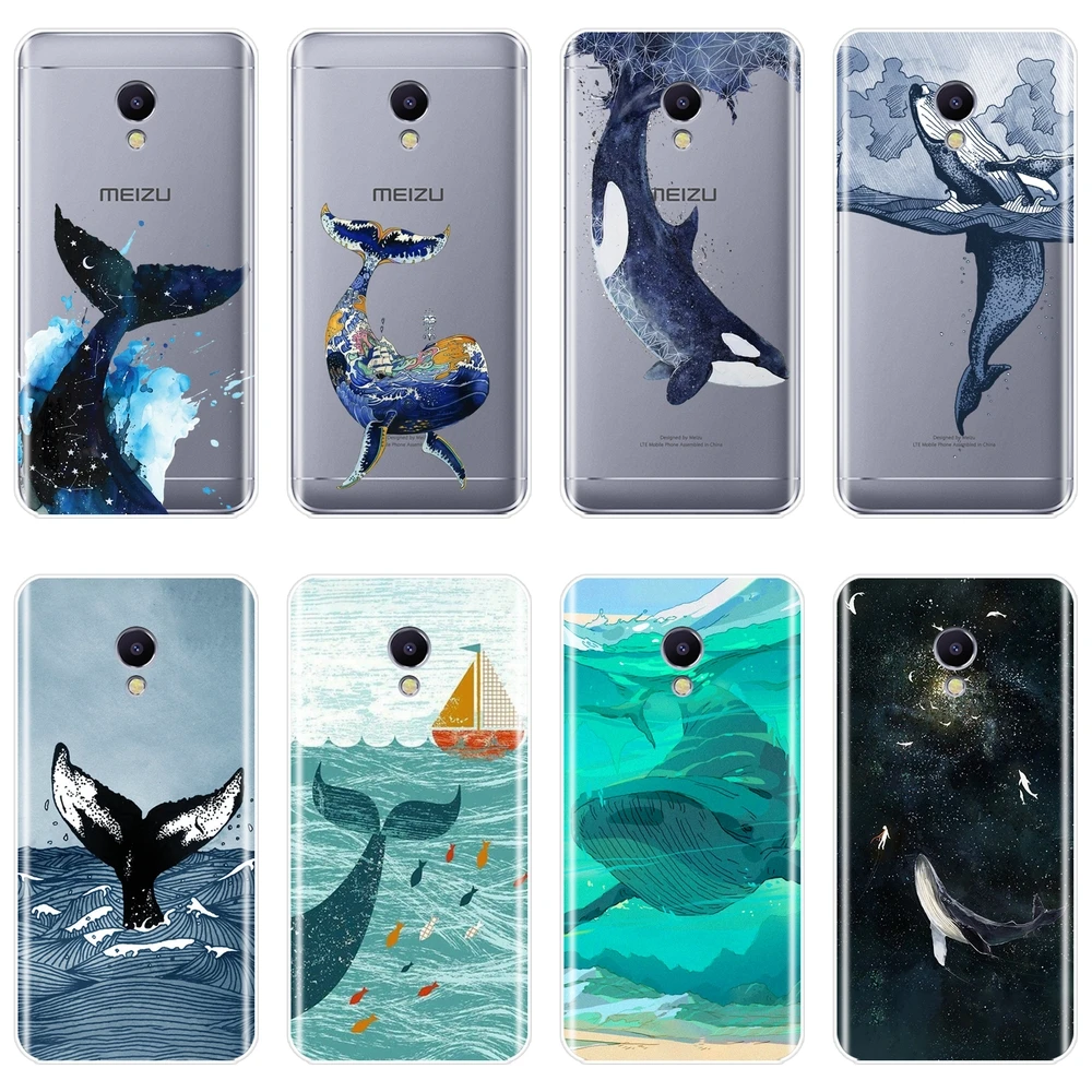 

Back Cover For Meizu M2 M3 M5 M6 Note Whale Fish Wave Ocean Soft Silicone Phone Case For Meizu M6 M6S M6T M5 M5C M5S M3 M3S M2