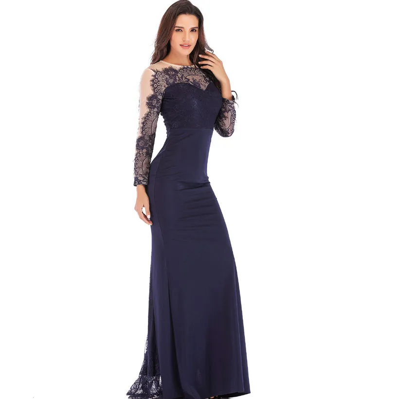 IDress High Quality Lace Embroidery Evening Dress Long Sleeve Charming Robe Longue Femme Long Dress for Wedding Party for Woman (11)