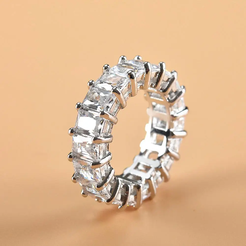 

Wedding Engagement Princess Cut Rhinestone Inlaid Bridal Finger Ring Jewelry