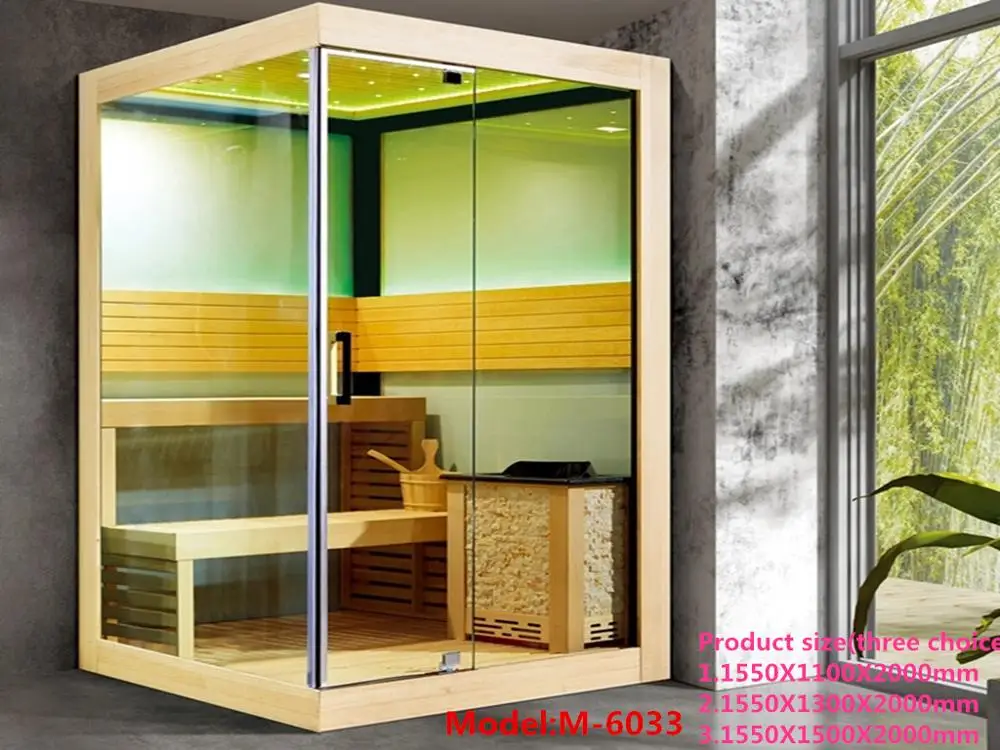 Prefab Home,Sauna Cabin/Room, Solid Wood Red Cedar Wood,CE, RoHS, TUV, tempered glass sauna house African white wood M-6033