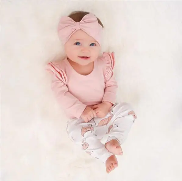 

Baby Girl Clothes Spring Newborn Kids Long Sleeves Romper + Print Pants Leggings + Headband Children Girls 3PCS Clothing Set
