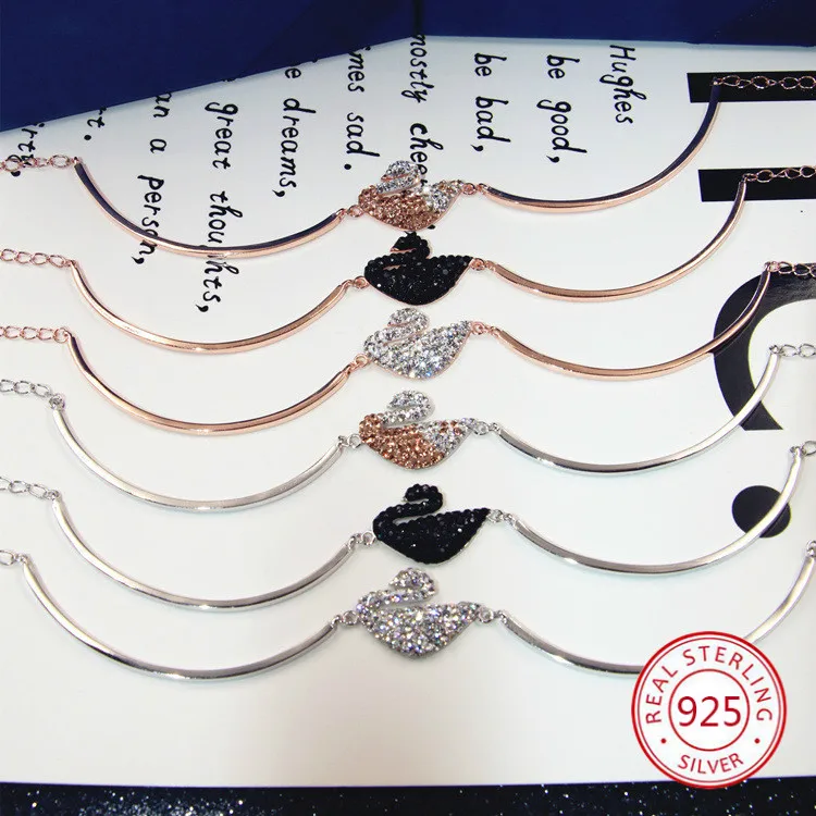 

925 sterling silver open bracelet simple fresh fashion personality female Christmas swan shape to send lover gift 2019 new hot