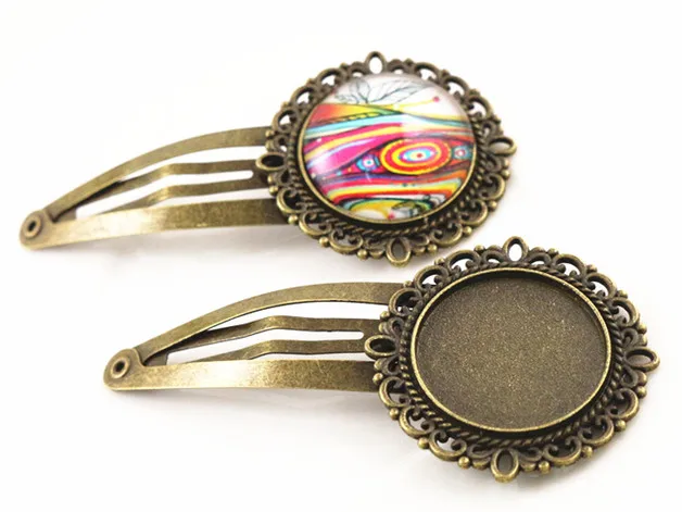 

20mm 5pcs High Quality Antique Bronze colors Plated Hairpin Hair Clips Hairpin Base Setting Cabochon Cameo J5-28
