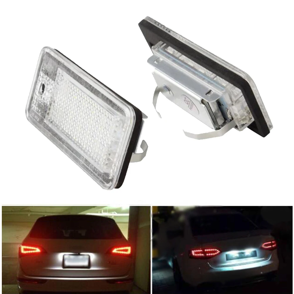 

2Pcs Car-styling LED License Plate Lights 12V For Audi A4 b6 8E A3 S3 A6 c6 Q7 A4 b7 A8 S8 S6 RS4 RS6 Accessories