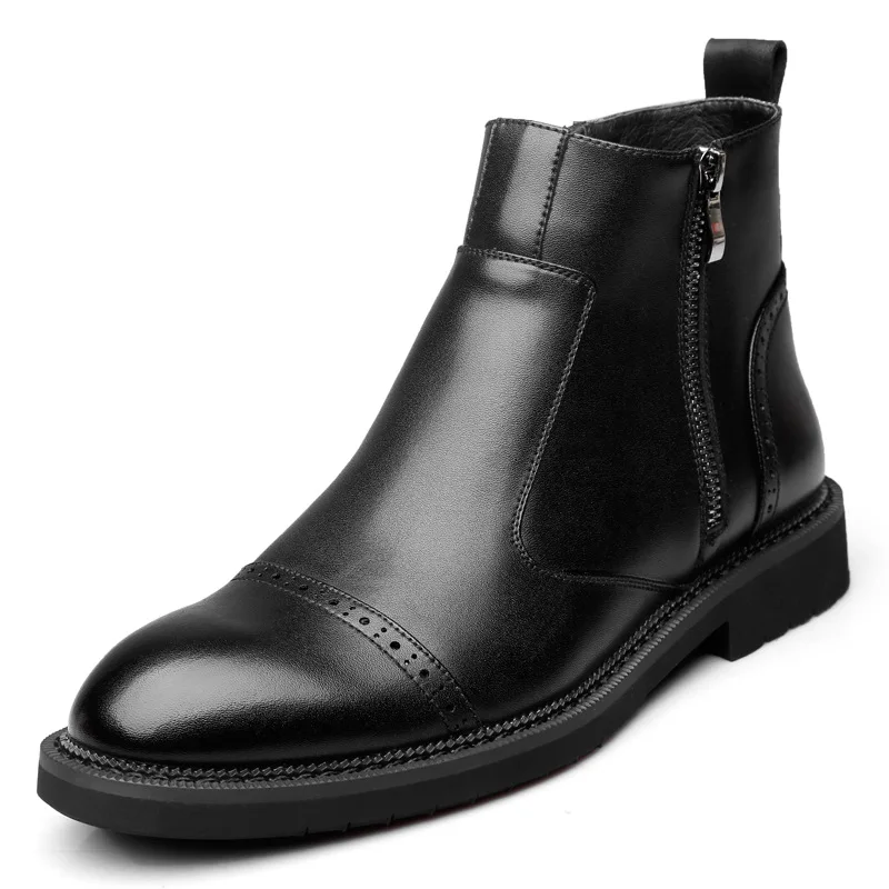 

2019 Spring NEW Men Ankle boots Man Martins shoe Autunm/Winter Male warm Boots Zip Chelsea boots for man black safety shoes