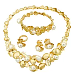 2019 модные роскошные вечерние жемчуг цепочки и ожерелья 18 Золотые Ювелирные наборы прелестные Серьги Браслет для женщин прекрасный подарок