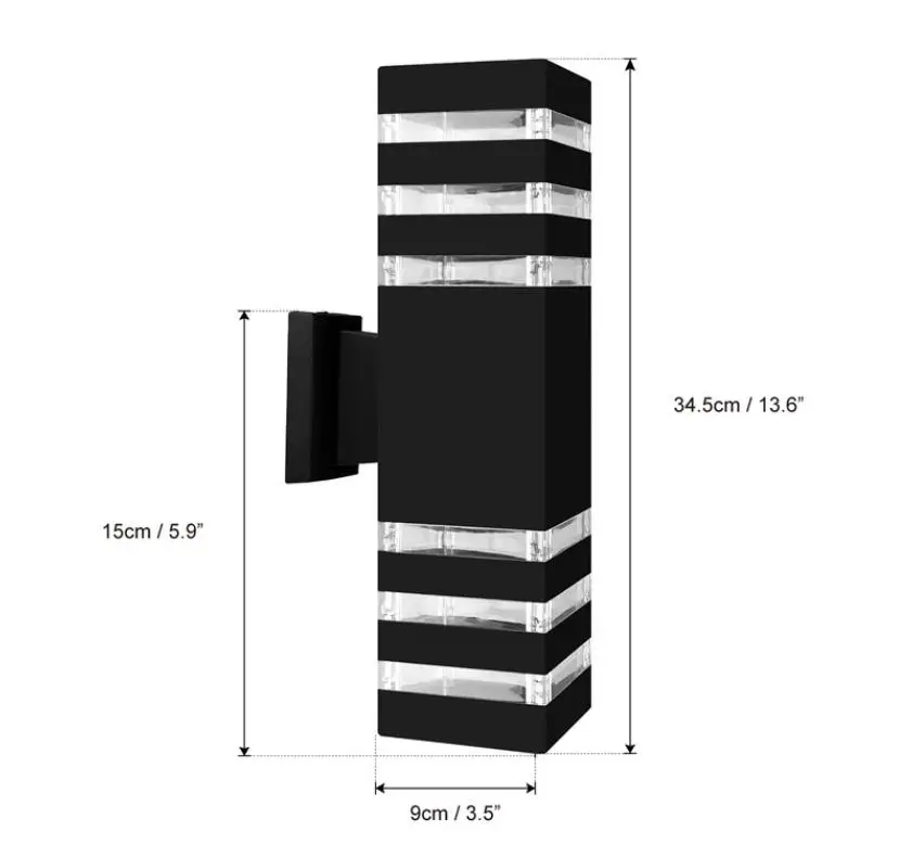 Moderno à Prova Água para Cima para Baixo de Alumínio Luminárias de Parede Lâmpada de Parede ao ar Dwaterproof Cuboid Dupla Cabeça Livre E27 Soquete ac 85-240 v Led 17 de parede dupla cabeça lâmpada de parede