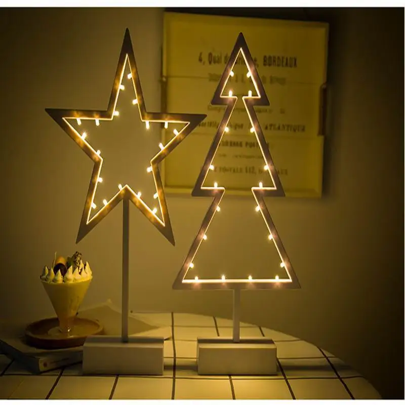 Battery Drive LED Night Light Stars Christmas Tree Love Heart Table Lamp For Kid Girl Room Decoration Warm White Toilet Light (6)