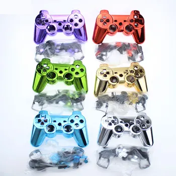 

cltgxdd 2PCS Metal Plated Full Housing Shell Case With Button Kit Joystick Caps for Sony PlayStation3 PS3 Wireless Controller