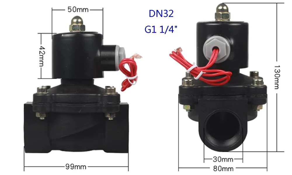 DN08/10/15/20/25/32/40/50 AC 110V AC 220V DC 12V DC 24V Пластик нормально закрытый электромагнитный клапан воды клапан переключающего клапана