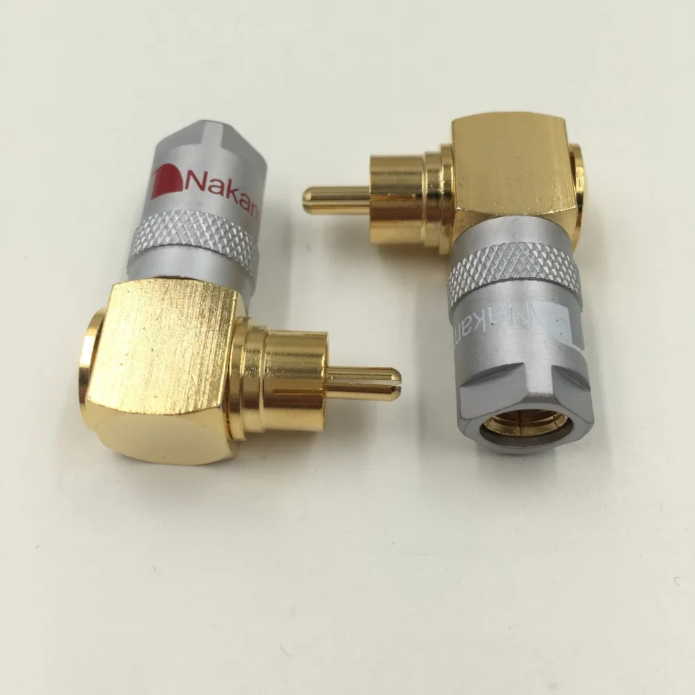 

1Pair Monster Gold Plated Copper Angled RCA Plug Free Soldering Male Connector