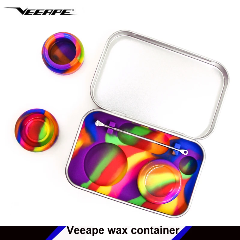 

Veeape 5ml 10 ml Metal box Silicone container wax Storage Jars with Carving tool for dry herb vaporizer e-cigarette accessory