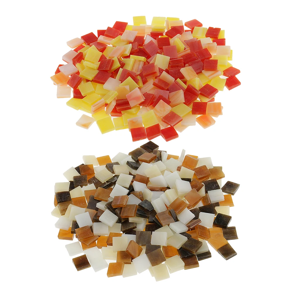 500pcs Assorted Color Vitreous Glass Mosaic Tiles for Mosaic Making DIY Crafts Kids Toys 10x10mm