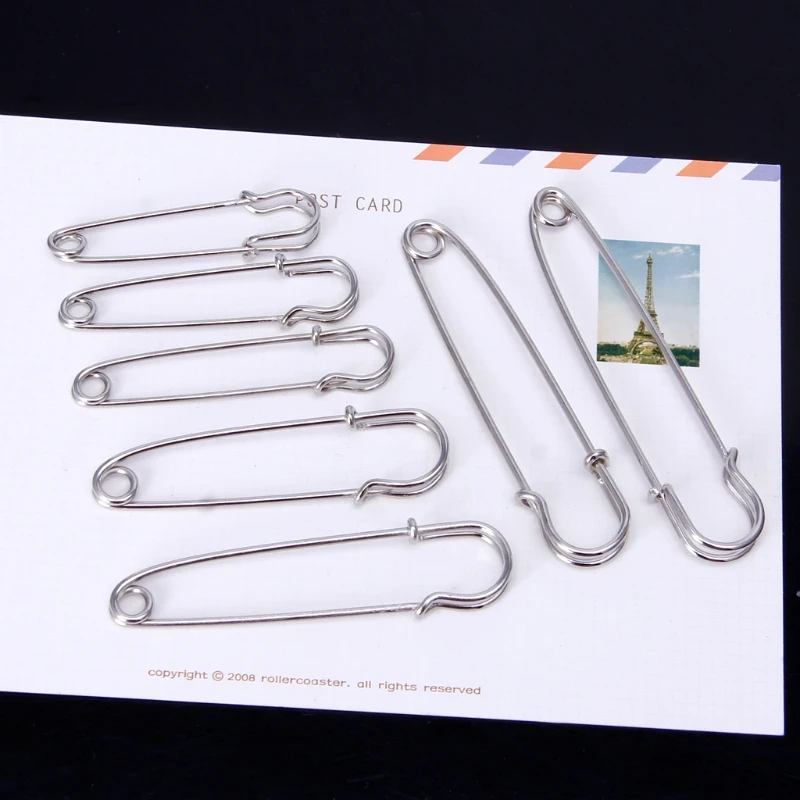 

10PC Silver Tone Large Strong Duty Safety Pins DIY Sewing Tools Stainless Steel