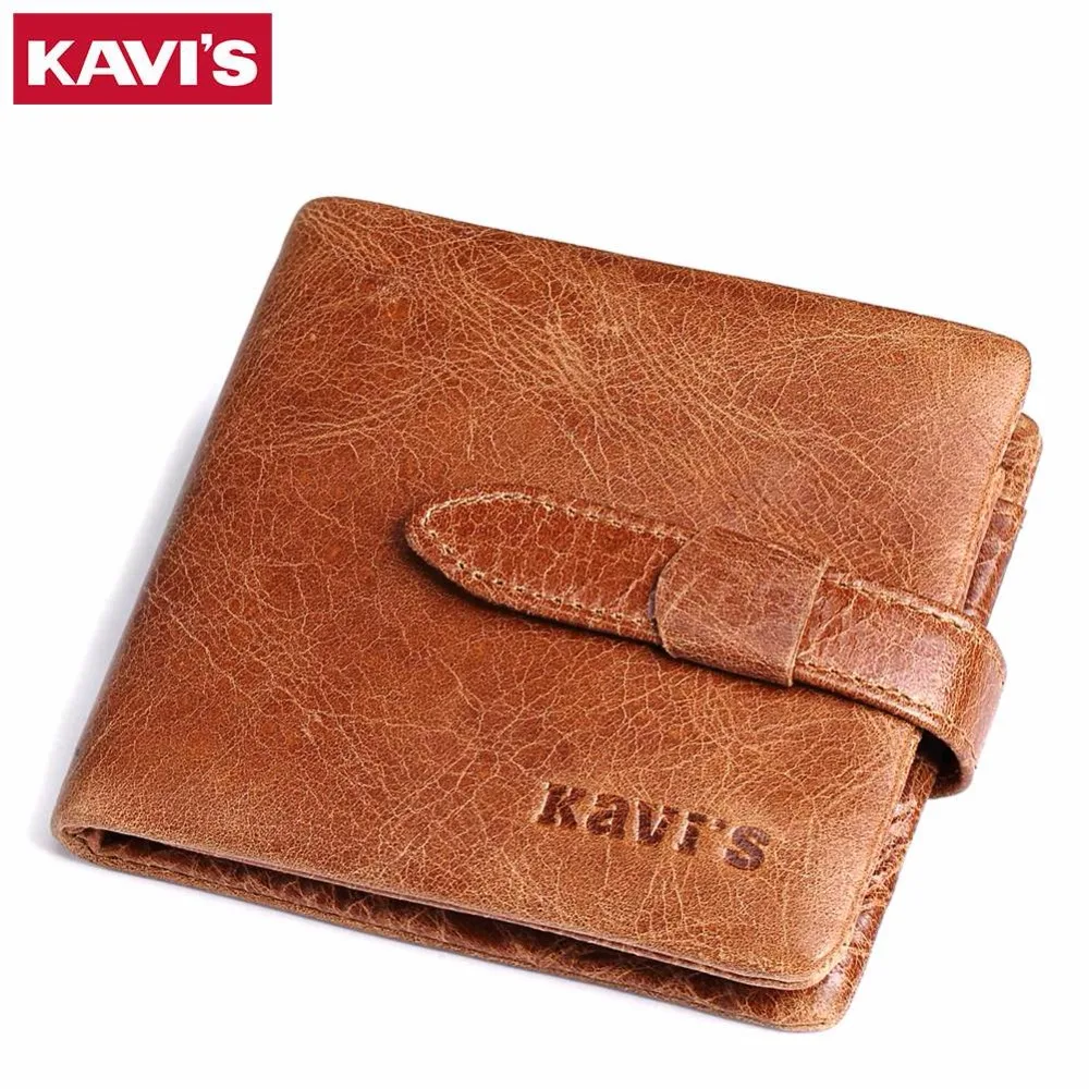 

KAVIS Brand Men Wallets Guarantee Genuine Leather Wallet Men Vintage Zipper Coin Pocket Hasp Money Bag Short Purse Photo Holder