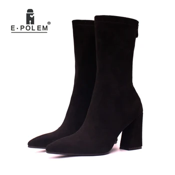 

2018 Winter Warm Velvet Lining Female Boots for Women Genuine Chamois Leather Boot Zipper Ankle Booties