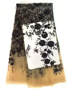 

Embroidered Net Fabric with beads With super Quality yaking-92893 African Tulle Lace Fabric For party Dress