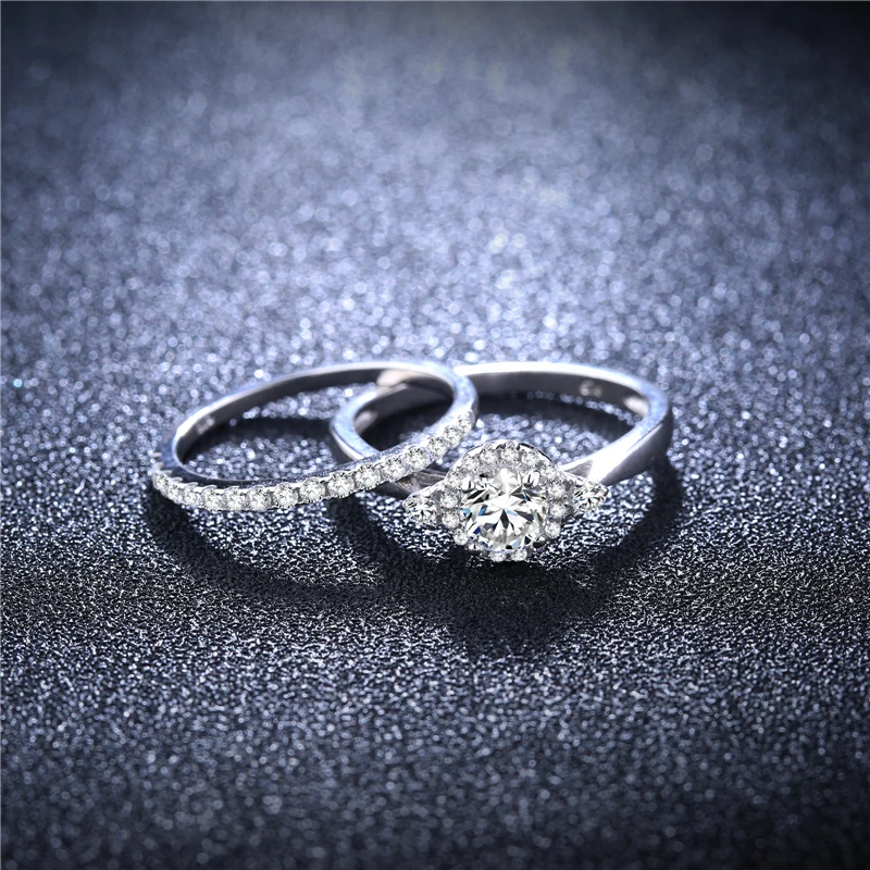 Romad Fashion Silver Women Wedding Rings Clear Cubic Zirconia Couple Rings Set For Women Men Engagement Jewelry Dropship Z3