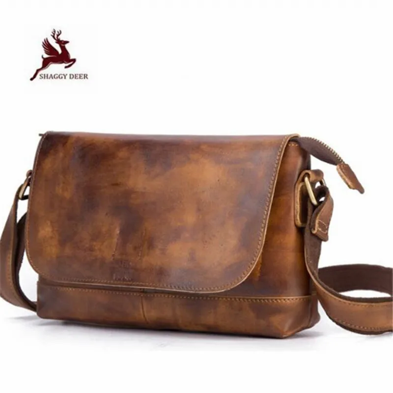 

Men's Pack vintage Manual Scrubbing of Vegetable Tanned Cattle Leather Single Shoulder square bags