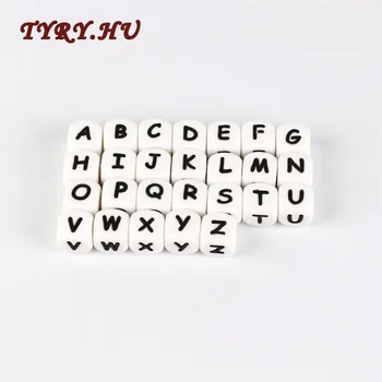 

10pc Letter Silicone Beads Baby Teether Beads Chewing Alphabet Bead For Personalized Name DIY Teething Necklace 12mm
