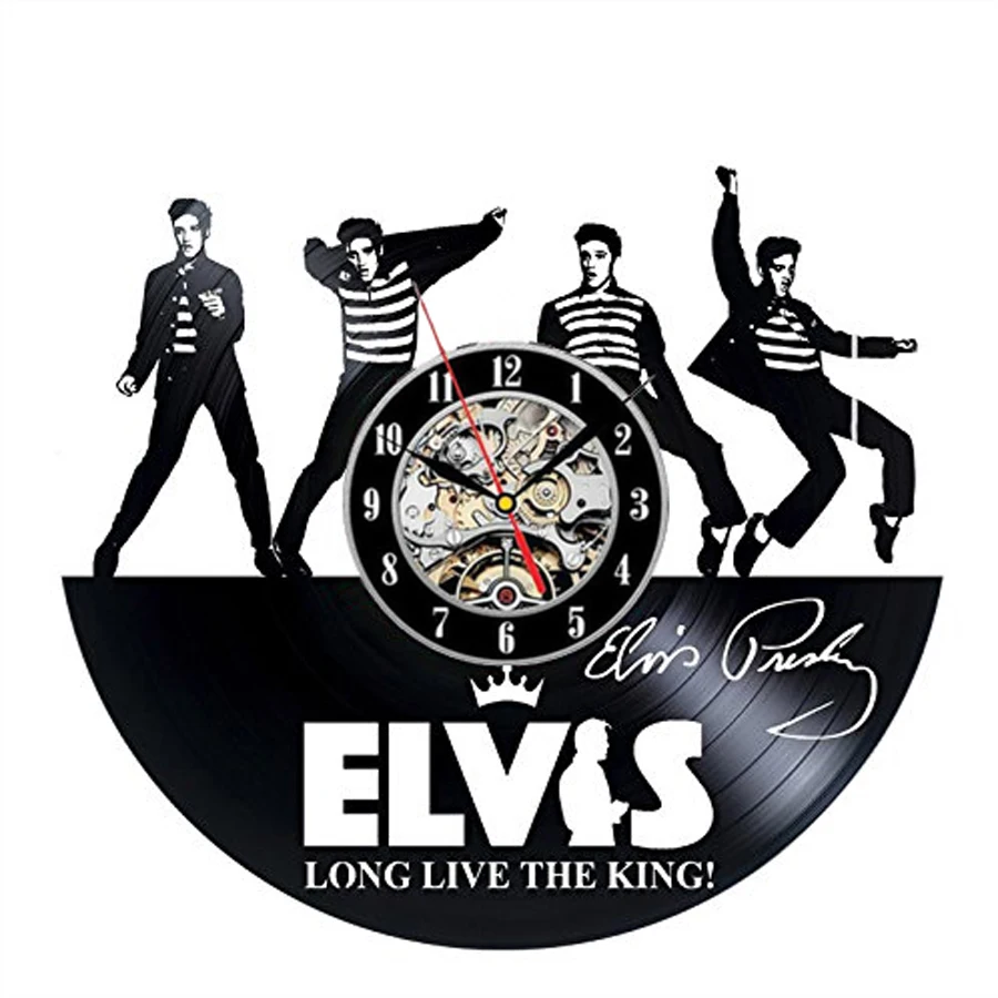 New Horloge Murale Saat Elvis Presley Wall Clock Design For Vinyl Record The King Of Rock Clocks Watch Home Decor 12 Inch