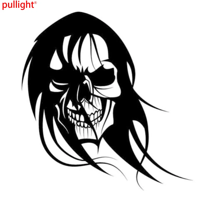 

SKULL HEAD WITH HAIR BLOWING CAR DECAL STICKER